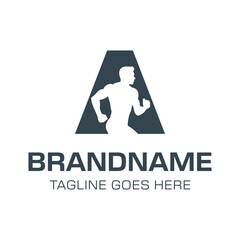 Letter A Runing Man Logo,  symbolizes energy, movement, and progress, for sports brand