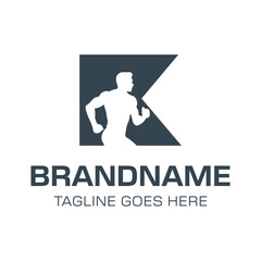 Letter K Runing Man Logo, symbolizes energy, movement, and progress, for sports brand