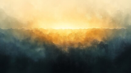 Naklejka premium Golden Sunrise Through Misty Mountains Dramatic Landscape. AI Generated