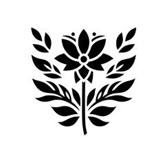 Monochrome Floral Design: Elegant Black and White Botanical Illustration. Geometric Flower Pattern, Minimalist Plant Art, Simple Nature Symbol