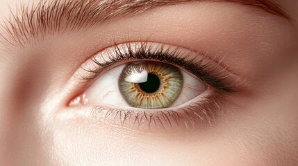 A close-up of a beautifully detailed eye with a striking green iris and defined eyelashes, showcasing natural beauty and intricate textures.