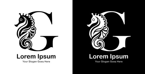 logo design in the shape of a seahorse combined with the letter G © Yohanes