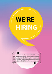 Poster templates design with quote, comma. We are hiring tag. Promotion vector illustration design background
