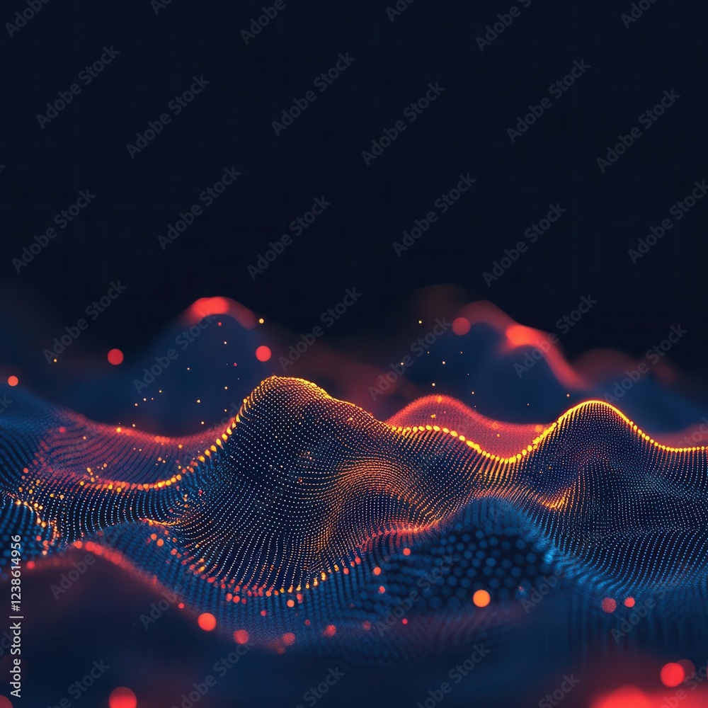 Poster a captivating visualization of digital waves showcasing vibrant colors and intricate patterns, perfe