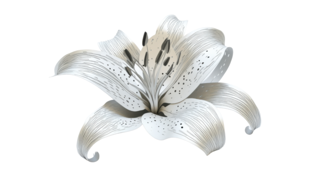 White lily blooming with transparent background: perfect for design projects