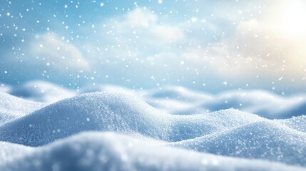 Tranquil Winter Landscape with Soft Snow and Gentle Snowfall