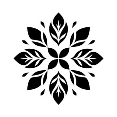 Elegant Black and White Floral Mandala Design: Symmetrical Pattern for Print and Web