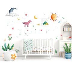 Obraz premium Whimsical Hand-Painted Nursery Murals