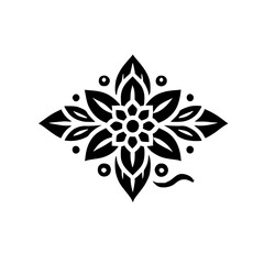 Black and White Floral Mandala: Geometric Pattern Design -  Perfect for Print, Web, and Textile Designs
