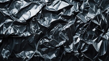 Crumpled Black Metallic Texture Background for Modern Design Projects, Abstract Art, and Creative Visual Media, Perfect for Print and Digital Use