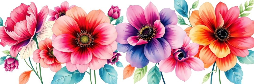 Watercolor Floral Tapestry: Bohemian Rhapsody in Paint