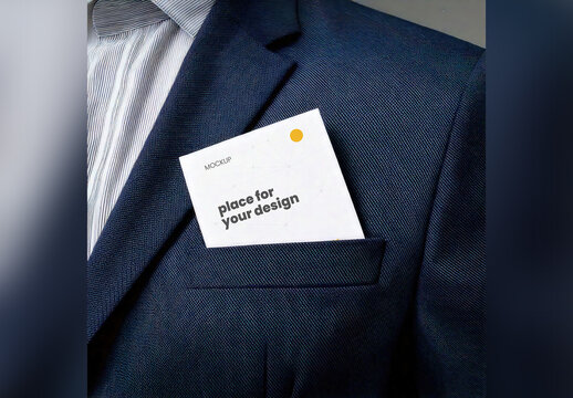 Card Coming out From Elegant Suit Pocket Mockup 02