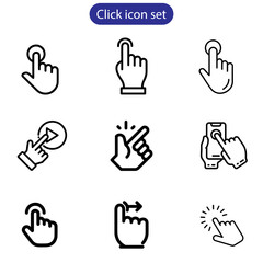 Hand cursor icon set. click icon vector. hand click. pointer vector art illustration on white background use for web and app design.
