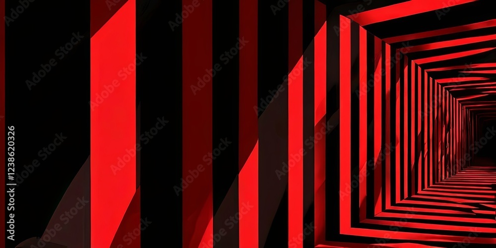 Aufkleber a red and black striped hallway with a red stripe on the left