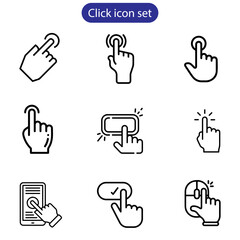 Hand cursor icon set. click icon vector. hand click. pointer vector art illustration on white background use for web and app design.
