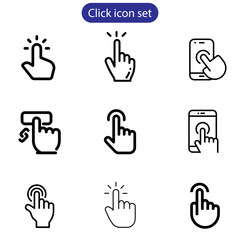 Hand cursor icon set. click icon vector. hand click. pointer vector art illustration on white background use for web and app design.
