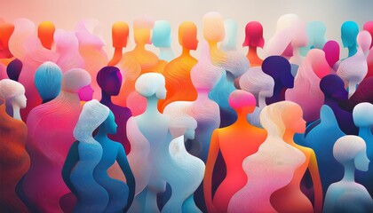Vibrant diversity. Abstract colorful silhouettes of people in artistic motion