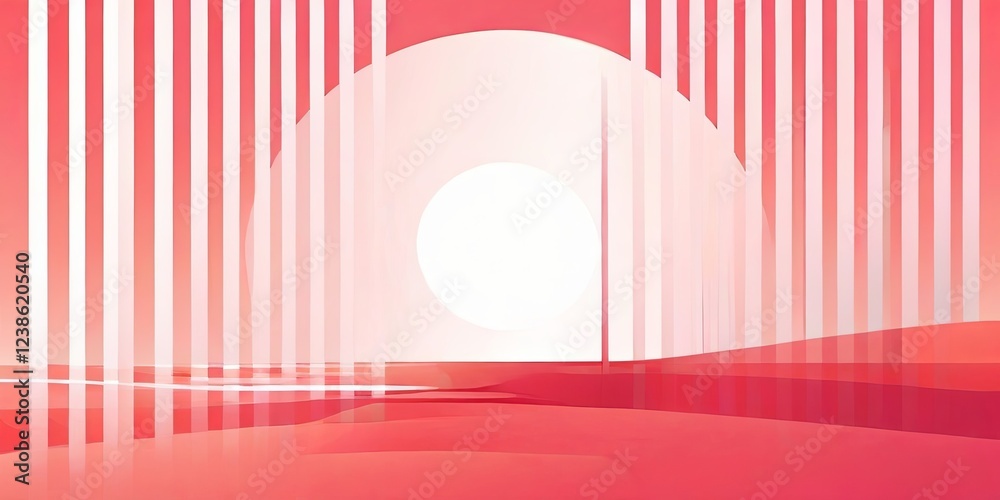Poster a red and white background with a large white circle in the middle