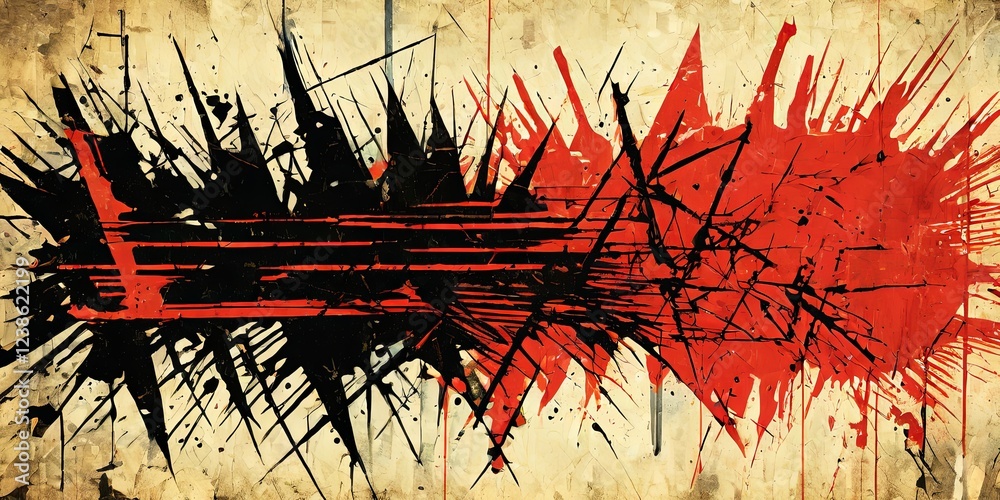 Poster A red and black line with a white background