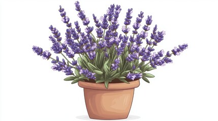 Obraz premium Vibrant Lavender Plant in Decorative Pot with Purple Flowers