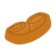 Isolated pretzel with sugar in flat style on white background. Template for decoration bakery or menu design. Vector illustration