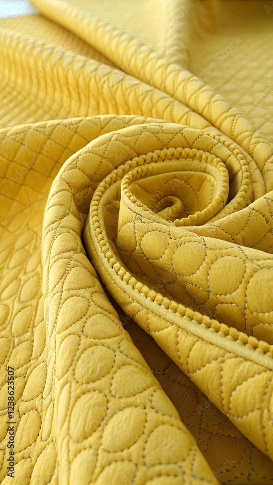 Poster a yellow fabric with a pattern of circles
