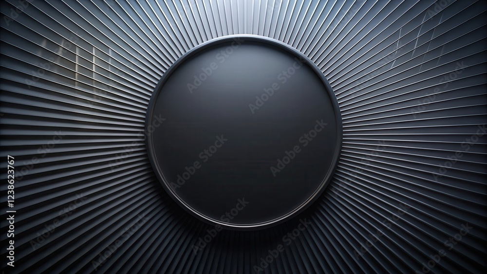 Aufkleber abstract dark gray circular design with radial lines