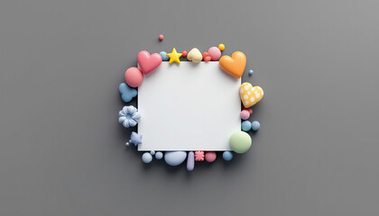 Obraz premium Colorful Shapes Surround Blank White Square Card