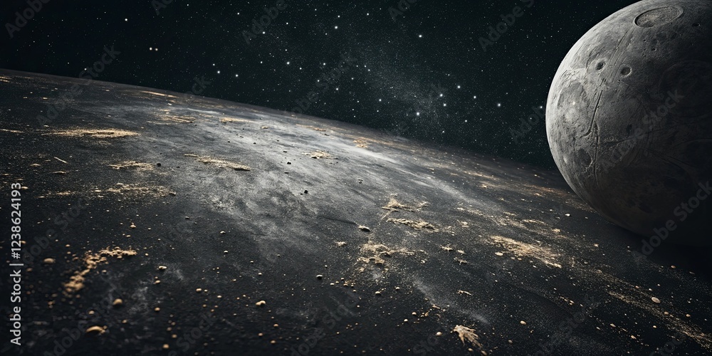 Aufkleber a planet with a large rock on it