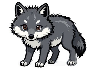 Obraz premium A cute little wolf on an isolated white background.