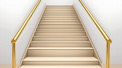 Fototapeta premium Elegant Staircase with Golden Railing and Simple Modern Design