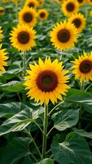 Fototapeta premium Sunflower garden background