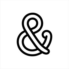Fototapeta premium Ampersand line icon vector flat illustration design on white background.