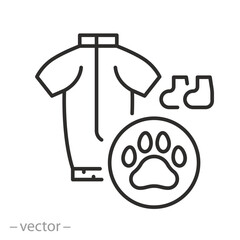 pets clothes icon, sweater and shoes for pet, clothes for animals, simple symbols, thin line vector illustration