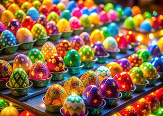 Decorated Plastic Easter Eggs in Asian Festival