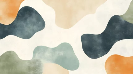 Fotobehang Abstract shapes softly blend earthy tones creating a calming minimalist design. AI Generated © heinng