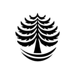 Monochrome stylized fir tree illustration. Simple, elegant, and decorative graphic design, perfect for nature-themed projects or minimalist art prints.