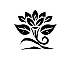 Elegant Black and White Flower Illustration: Simple Floral Design, Botanical Vector Graphic, Minimalist Nature Decor