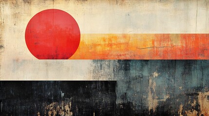 Abstract Flag Design Warm Hues Distressed Texture. AI Generated