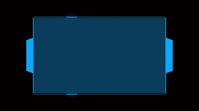 Universal Technology Line and frame Video overlay Futuristic HUD Head up display interface template with basic geometry line element. Video template widescreen aspect. Technology HUD display.