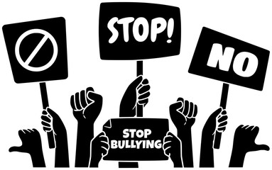 stop illustration bullying silhouette abuse logo violence icon aggression outline kid problem bully child awareness school social stress victim shape kids vector graphic background