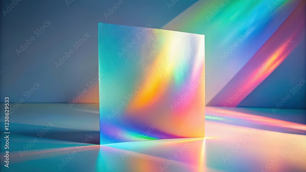 Aufkleber Abstract iridescent panel reflecting vibrant light rays on a smooth surface