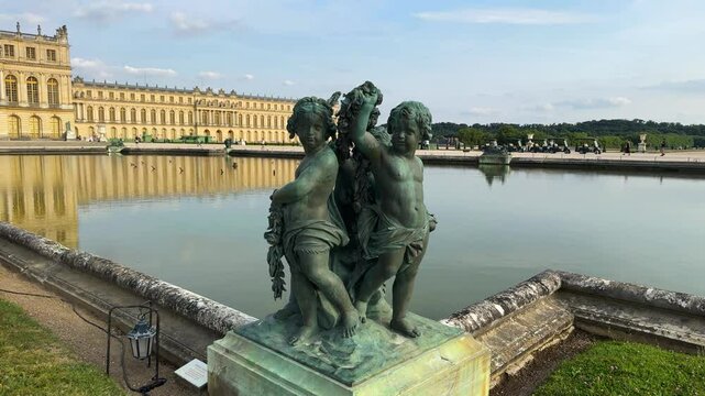 Sculpture at Parterre d'Eau (Water Parterre) in Versailles gardens, France