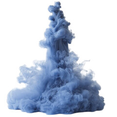 Vivid blue smoke rising gracefully against a transparent backdrop