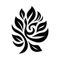 Elegant Black and White Floral Design: Botanical Leaf Pattern, Nature-Inspired, Stylish Plant Illustration, Monochrome Decor,  Abstract Art