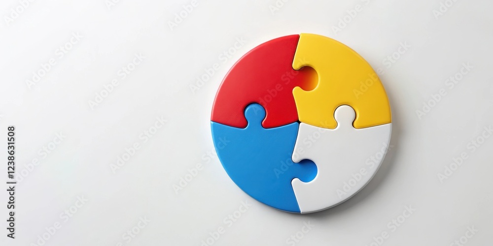 Poster Colorful Circular Puzzle Pieces Representing Unity and Collaboration