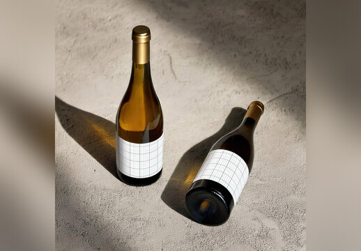 Wine Bottles Label Mockup