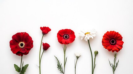 Fototapeta premium A minimalist flower arrangement on a stark white background