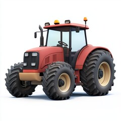 Obraz premium Farm tractor with large tires and a rustic design, isolated on white background