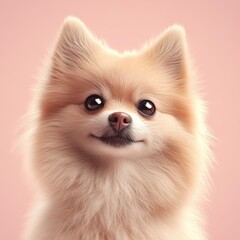 Obraz premium Curious Pomeranian Dog with Alert Ears in 3D Rendered Style